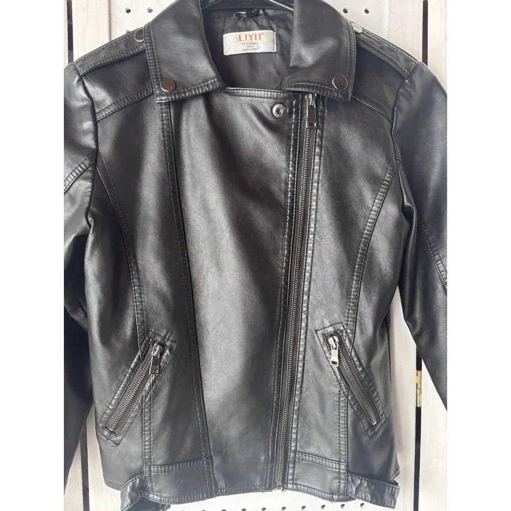 Youth LJYH Black‎ Faux Leather Biker Motorcycle Jacket Kids 9-10Y Boys Girls